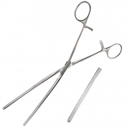 Затискач по Kocher, кишковий еластичний для дорослих, прямий. Довжина 24,0 см